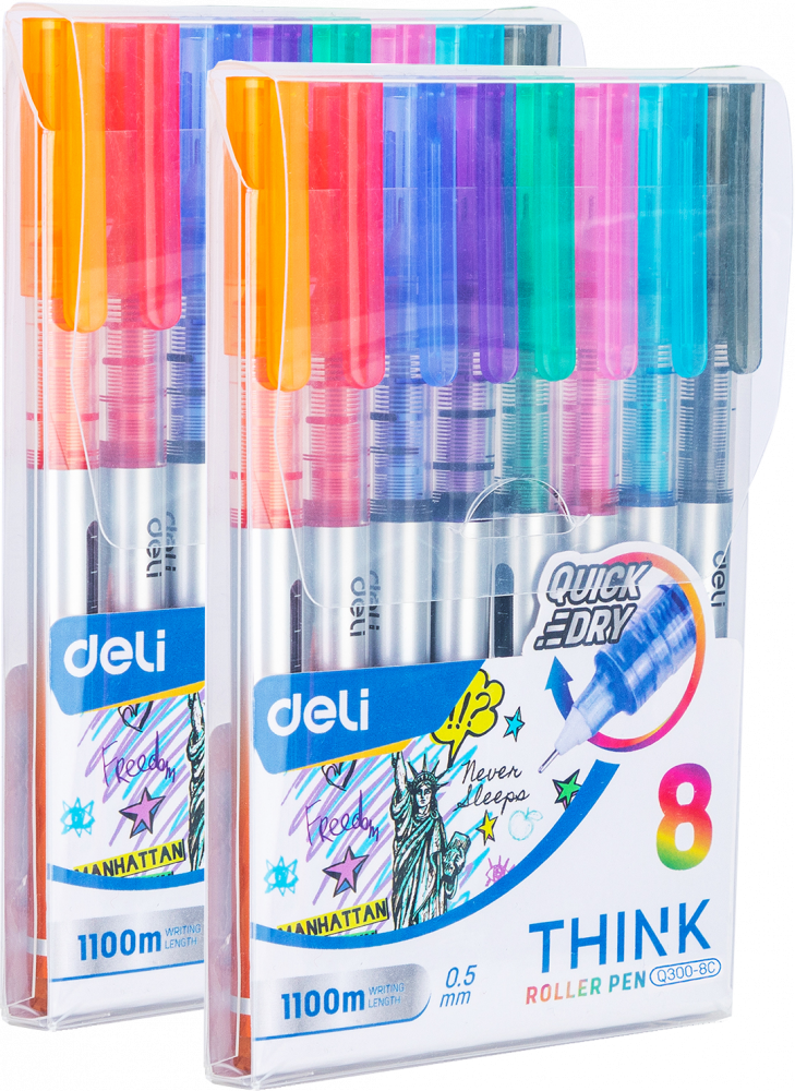 2x Pióro kulkowe Deli Think, 0.5mm, 8 sztuk, mix kolorów