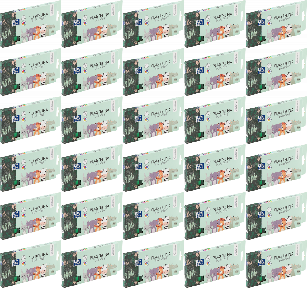 72x Plastelina Oxford Kids, mix kolorów, 12 kolorów, 200 g