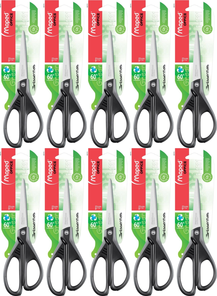 10x Nożyczki ekologiczne Maped Essentials Green ,21cm, czarny
