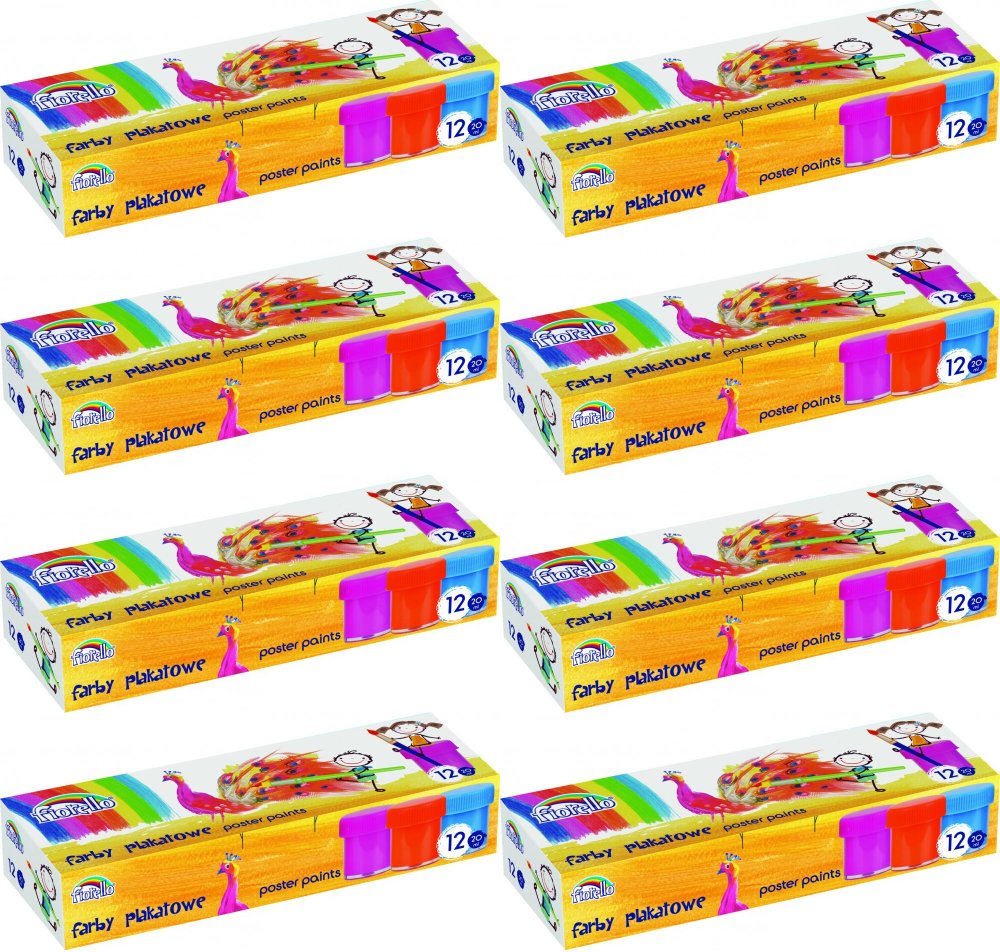 8x Farby plakatowe Fiorello, 20ml, 12 sztuk, mix kolorów