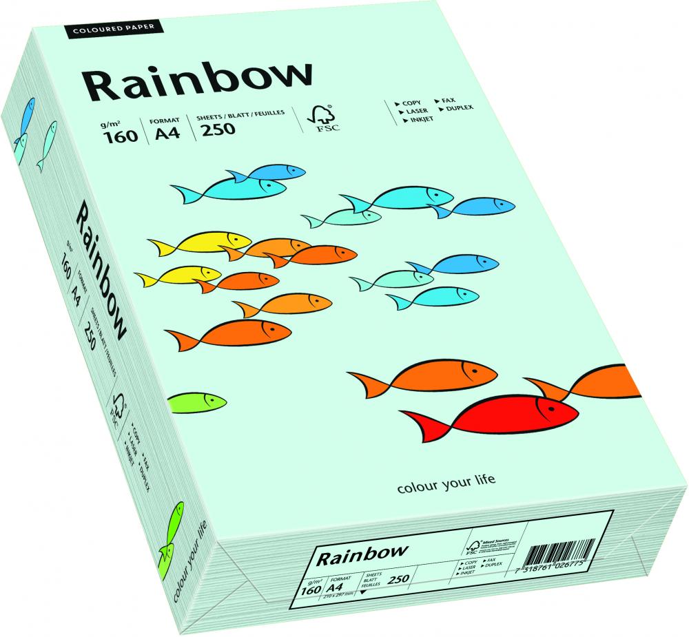 Papier kolorowy Rainbow, A4, 160g/m2, 250 arkuszy, niebieski jasny (R82)