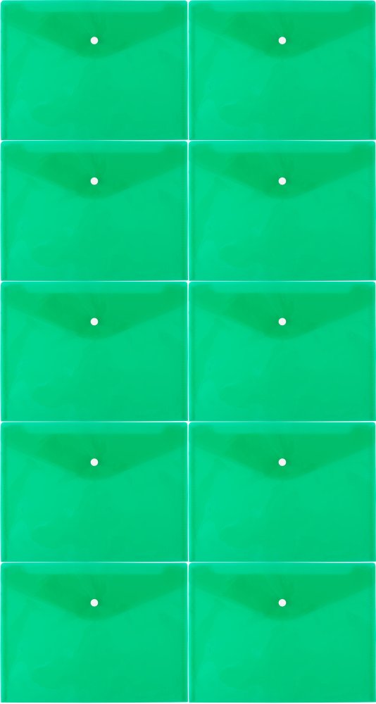 10x Teczka kopertowa D.Rect 5530, A4, na zatrzask, przezroczysty zielony