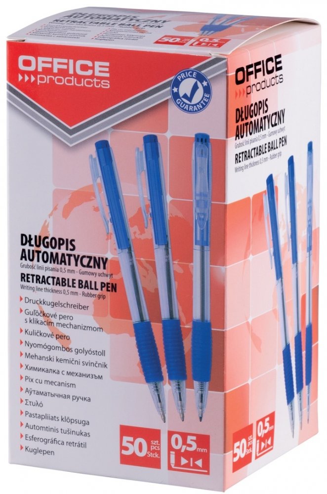 50x Długopis automatyczny Office Products, 0.7mm, niebieski
