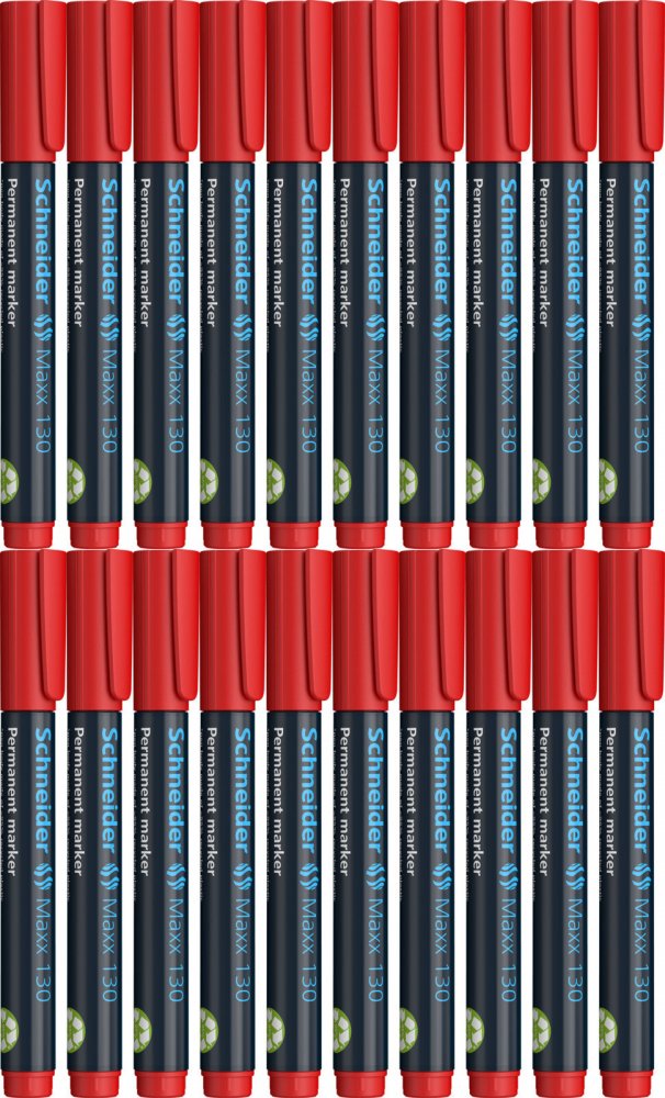 20x Marker permanentny Schneider, Maxx 130, okrągła, 1-3mm czerwony
