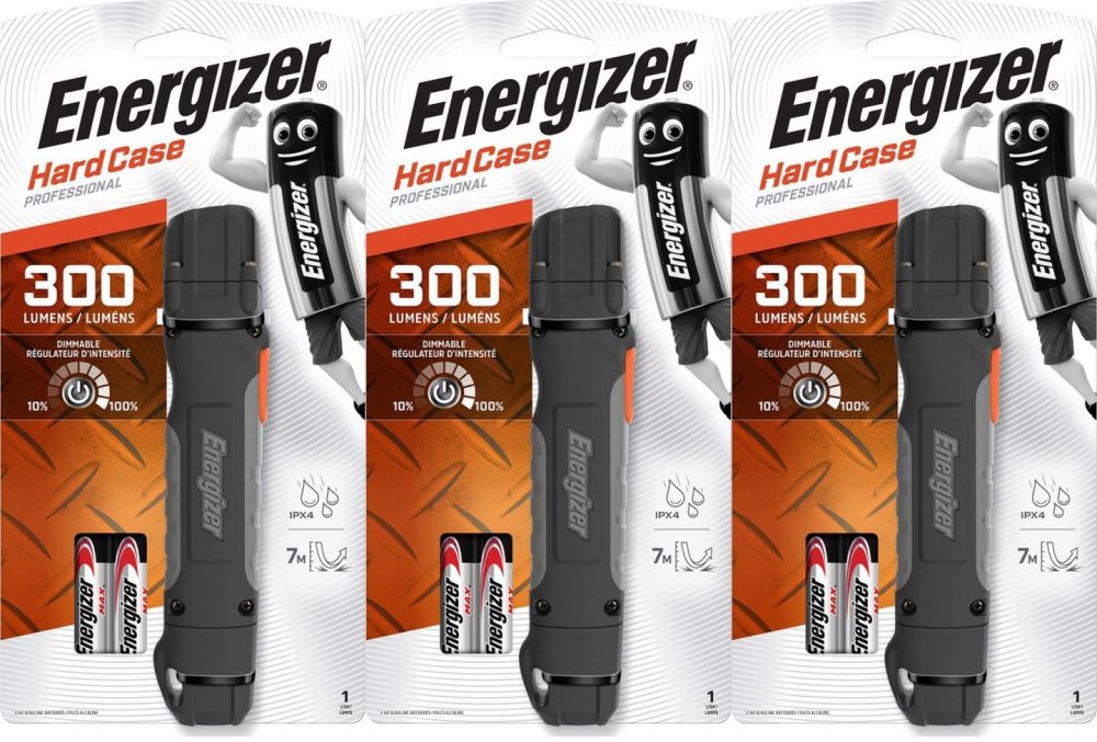 3x Latarka Energizer Hard Case Profesional Led + 2 baterie AA, czarny