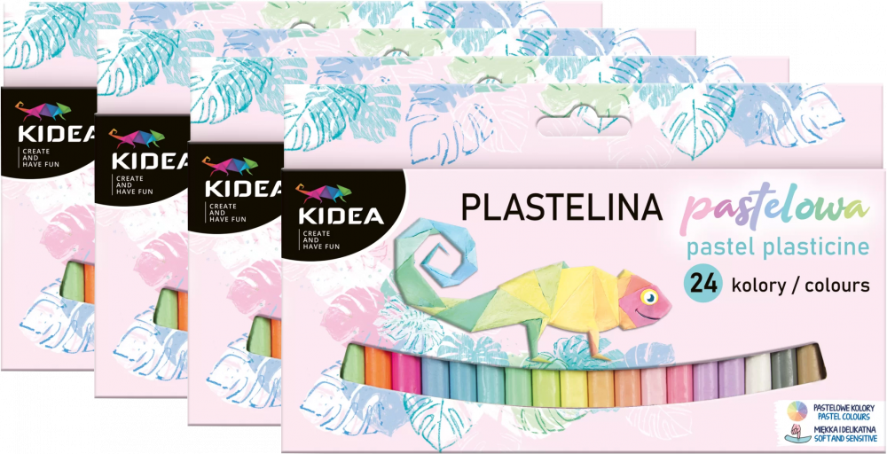 4x Plastelina Kidea, 24 sztuki, mix kolorów pastelowych