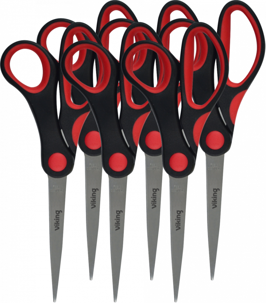 6x Nożyczki biurowe Viking, 21cm, czarno-czerwony