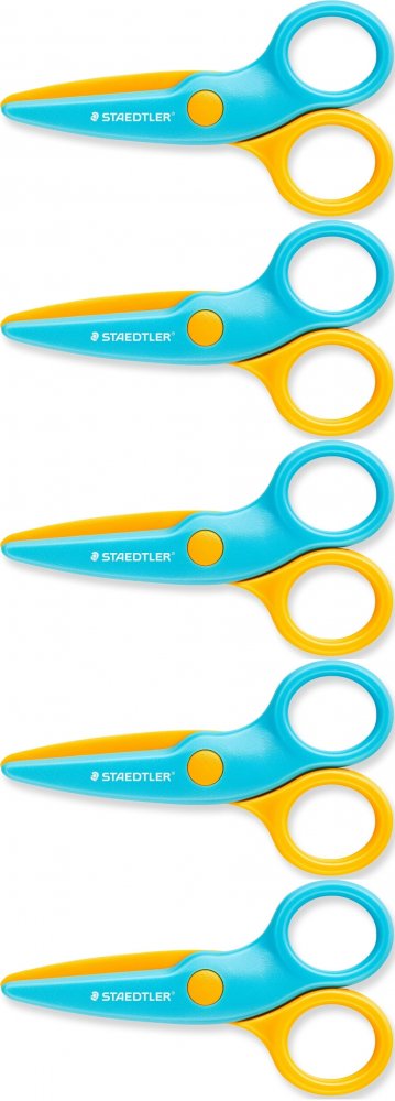 5x Nożyczki plastikowe dla dzieci Staedtler Noris junior, 10cm, niebiesko-żółty