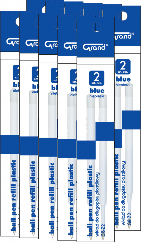 10x Wkład wielkopojemny Grand GR-Z2, plastikowy, 1mm, 2 sztuki, niebieski