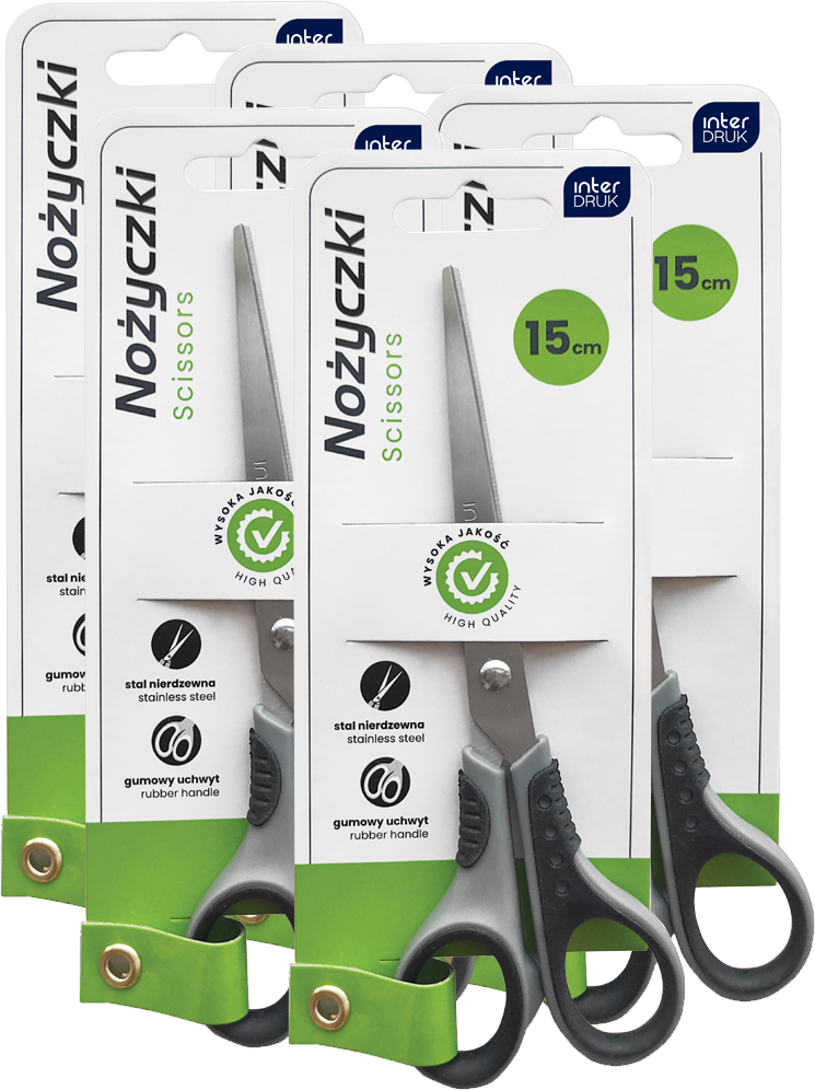 5x Nożyczki Interdruk, 15cm, szary