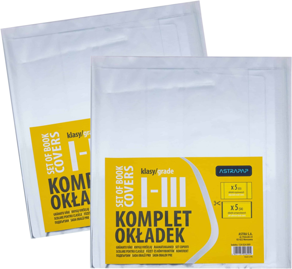 2x Okładki na zeszyt/książkę Astra Astrapap, do klas I-III, 10 sztuk, transparentny