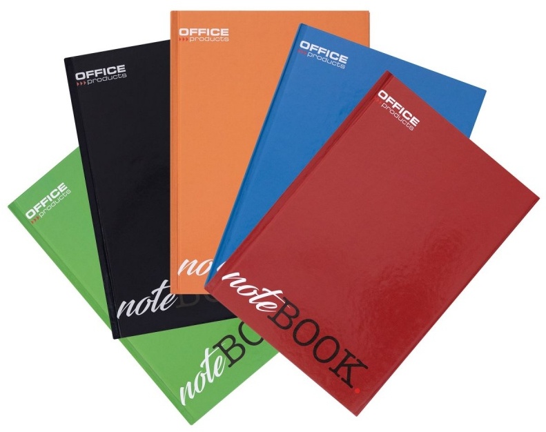 5x Brulion w linie Office Products, A4, twarda oprawa, 96 kartek, mix kolorów
