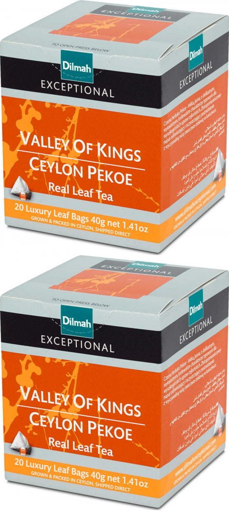 2x Herbata czarna w piramidkach Dilmah Exceptional Valley of Kings Ceylon Pekoe, 20 sztuk x 2g