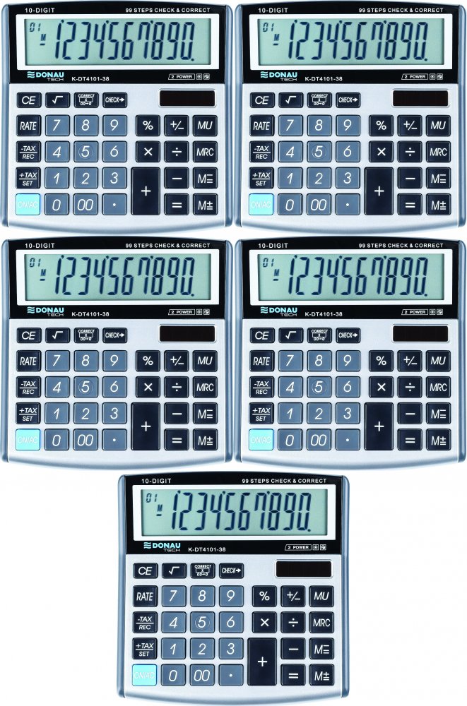5x Kalkulator biurowy Donau Tech, 10-cyfr, srebrny