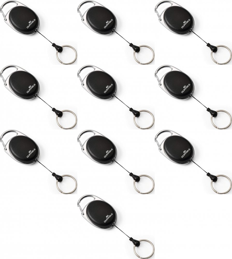 10x Mechanizm ściągający Durable Jojo Style LED, z z metalowym kółkiem i podświetleniem, linka 80cm, czarny