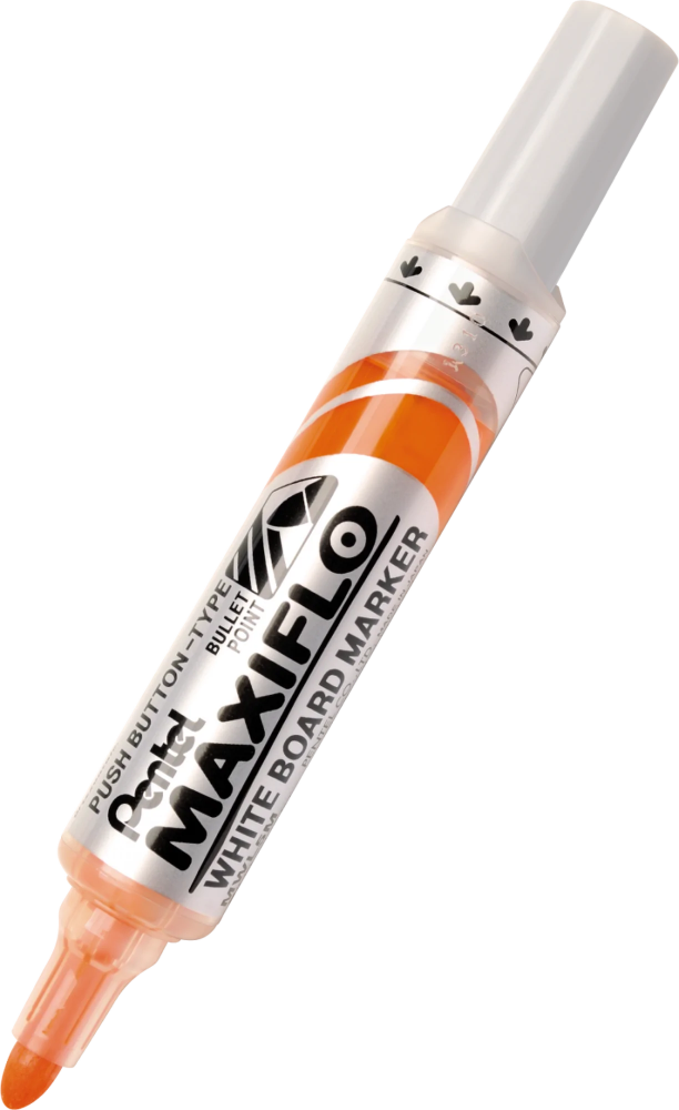 Marker suchościeralny Pentel Maxiflo MWL5M, z tłoczkiem, okrągła, 6mm, pomarańczowy