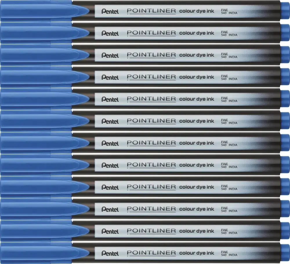 12x Cienkopis Pentel Pointliner Colour, błękitny