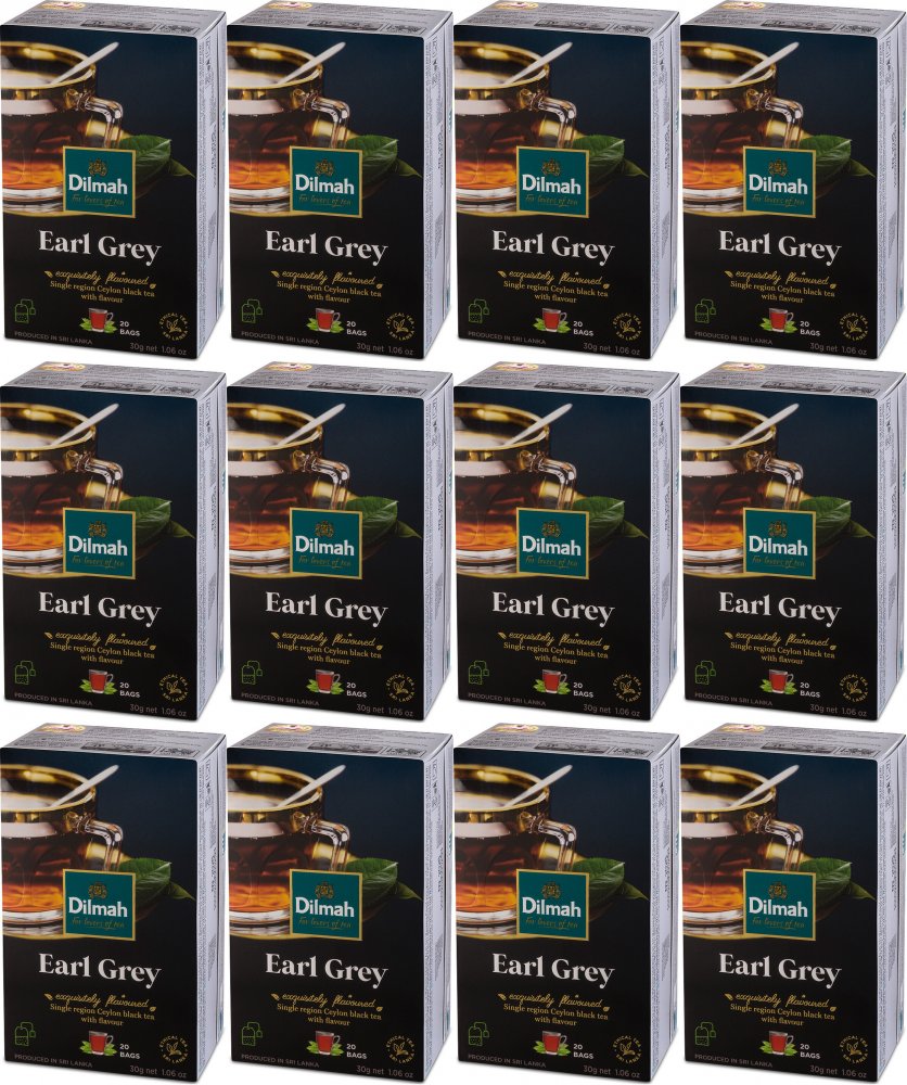 12x Herbata Earl Grey w torebkach Dilmah, 20 sztuk x 1.5g