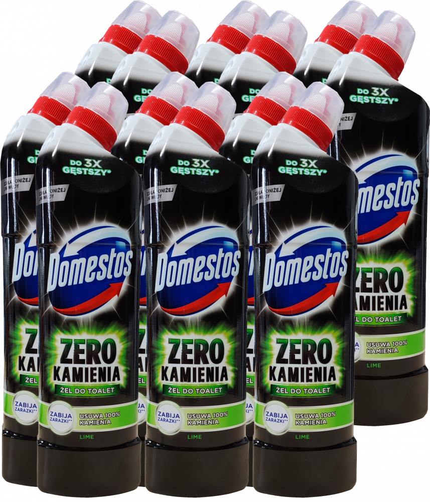 12x Płyn do czyszczenia toalet Domestos Zero Kamienia Lime, 750ml