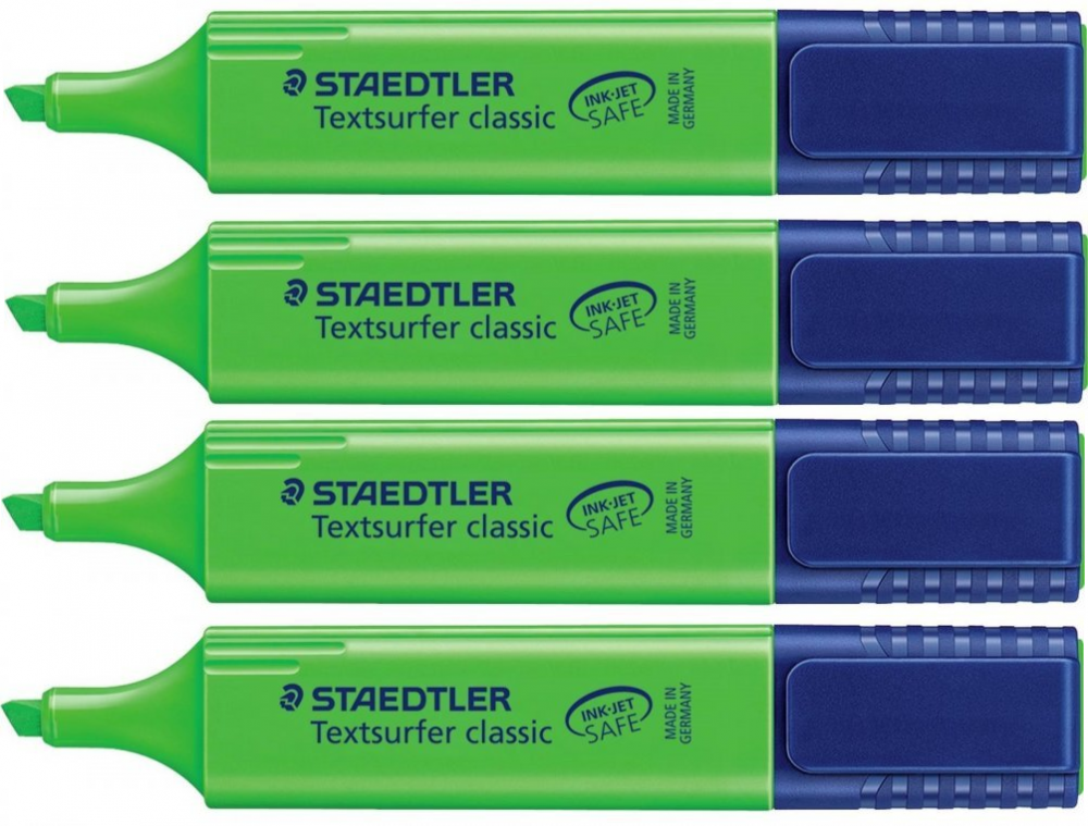 4x zakreślacz Staedler, ścięta, 5mm, zielony