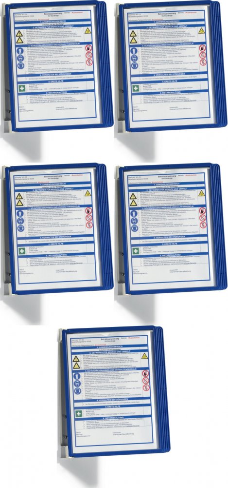 5x System paneli informacyjnych Durable Vario Wall 5, ścienny, A4, 5 paneli, granatowy