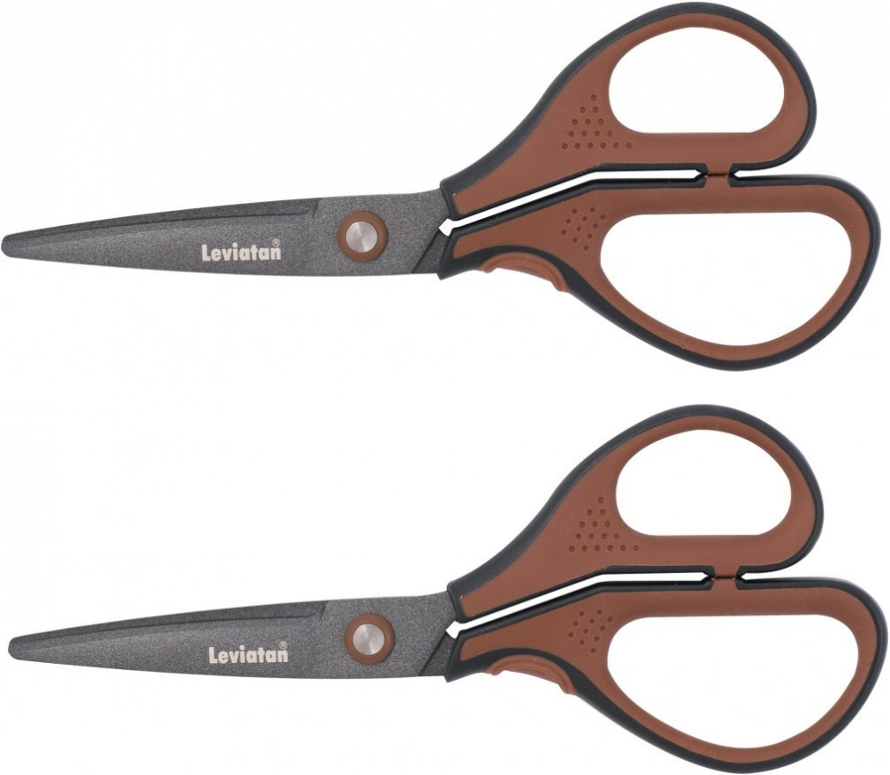 2x nożyczki biurowe Leviatan Smart 3D175T, teflon, 17.5cm, brązowy