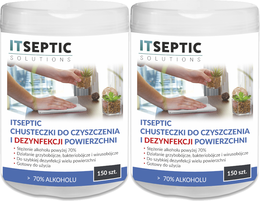 2x Chusteczki do czyszczenia i dezynfekcji powierzchni Itseptic, 150 sztuk, tuba