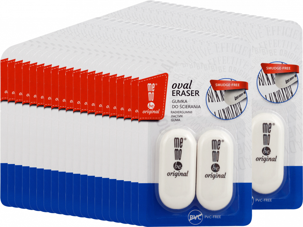 40x Gumka ołówkowa MemoBe Oval, 2 sztuki, biały