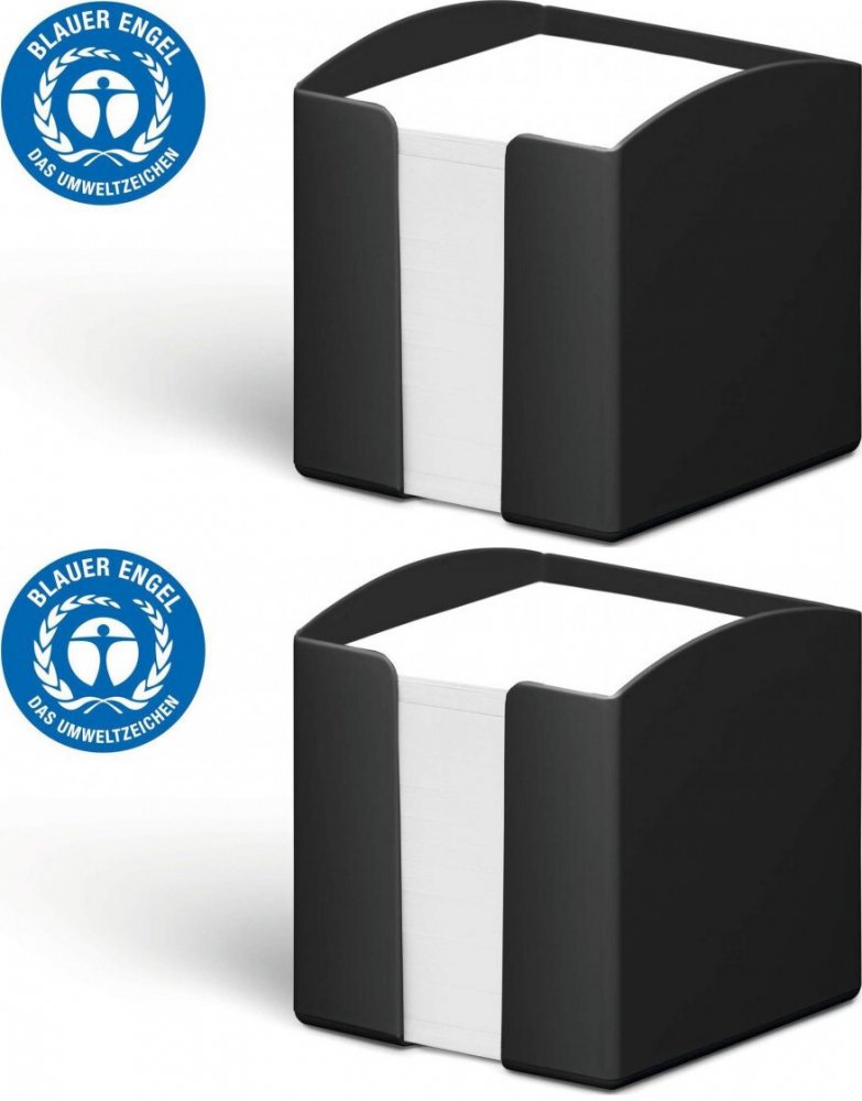 2x Pojemnik z białymi karteczkami Durable Eco, 100x105x100mm, 800 karteczek, czarny