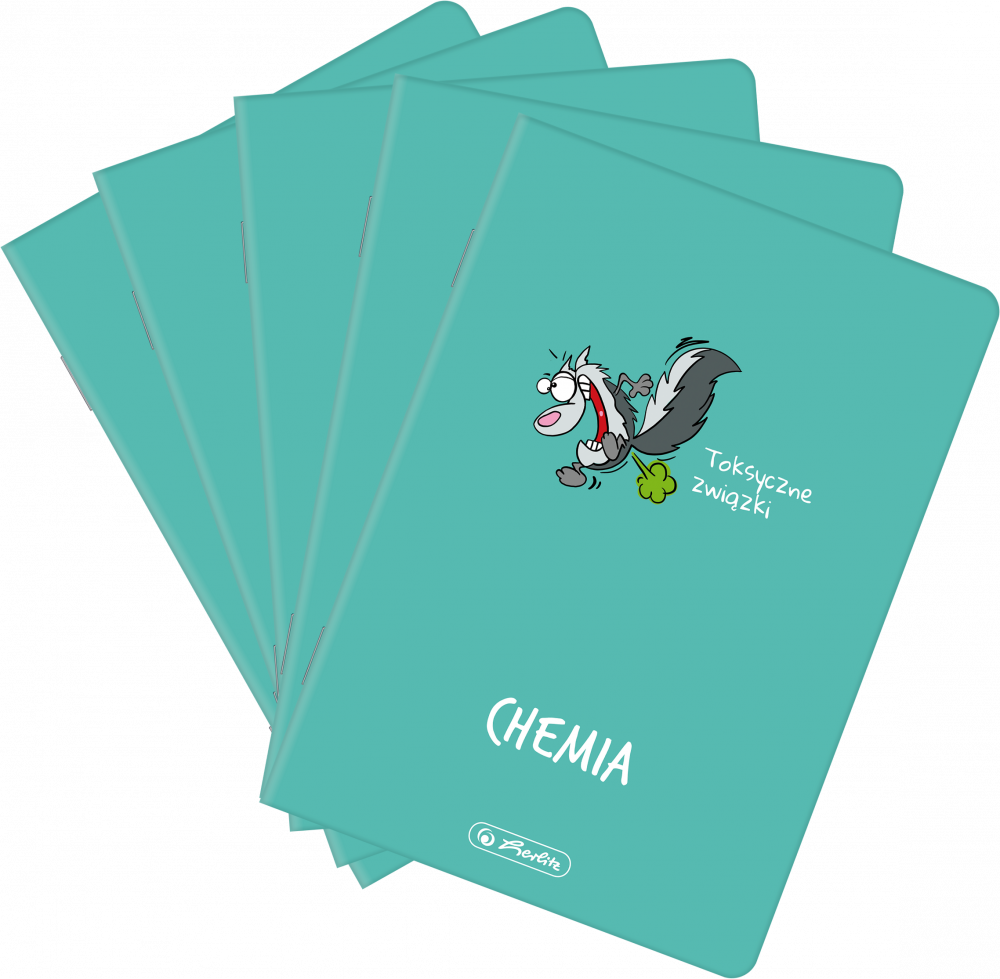 5x Zeszyt przedmiotowy w kratkę Herlitz ECO Chemia, A5, miękka oprawa, 60 kartek, turkusowy