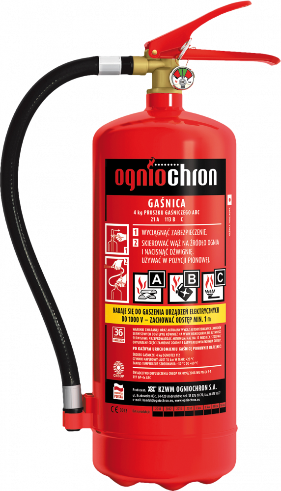 Gaśnica proszkowa Ogniochron GP4xABC, 4kg, czerwony