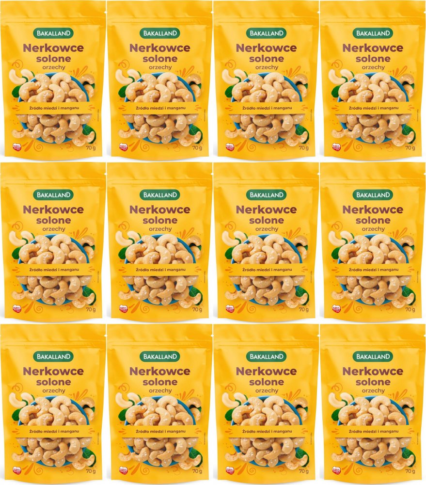 12x Orzechy nerkowca lekko solone Bakalland, 70g