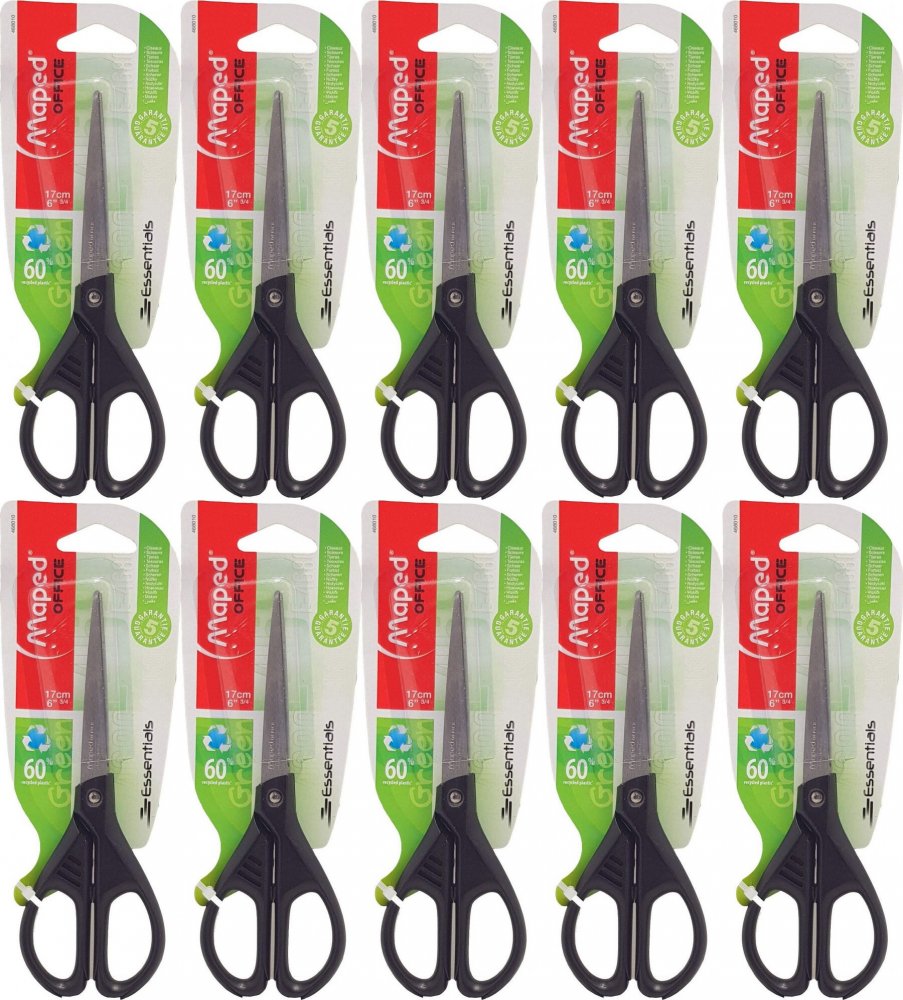 10x Nożyczki ekologiczne Maped Essentials Green, 17cm, czarny