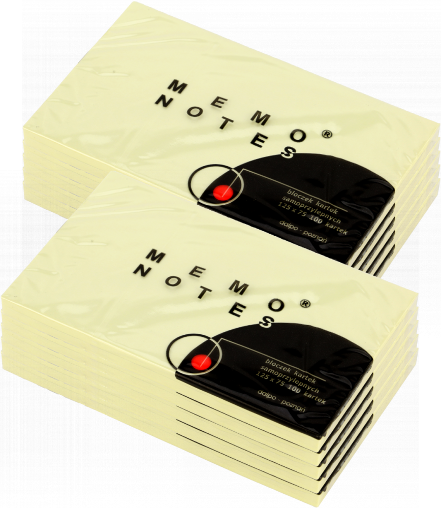 10x karteczki samoprzylepne Dalpo Memo Notes, 75x125mm, 100 karteczek, żółty