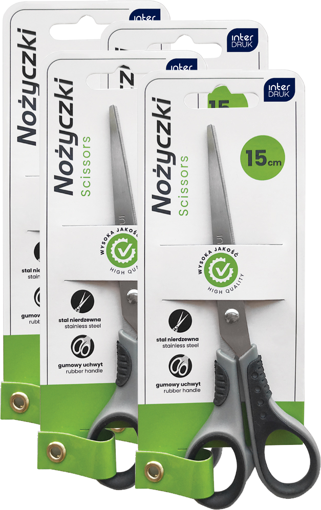 4x Nożyczki Interdruk, 15cm, szary