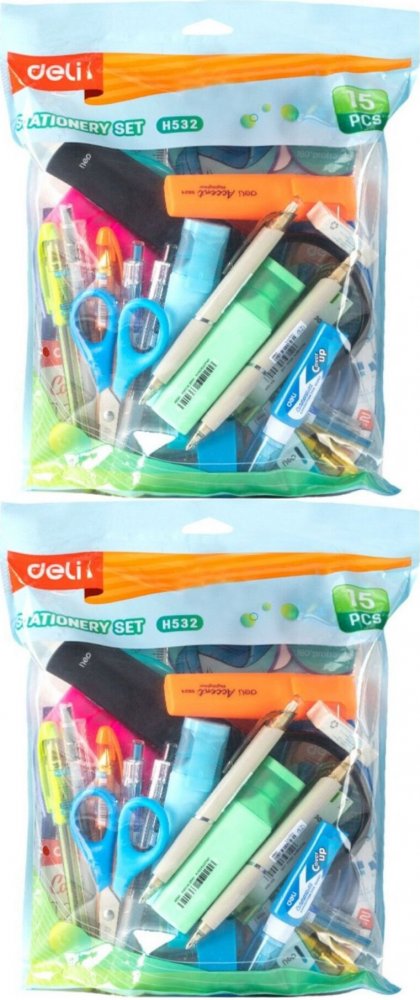 2x Zestaw szkolny Deli, 15 elementów