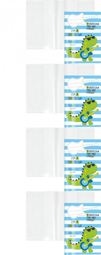 4x Okładka na książeczkę zdrowia dziecka Biurfol Dinozaur, wielokolorowy