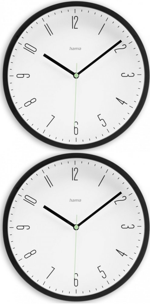 2x Zegar ścienny Hama Caprri, 25cm, czarny