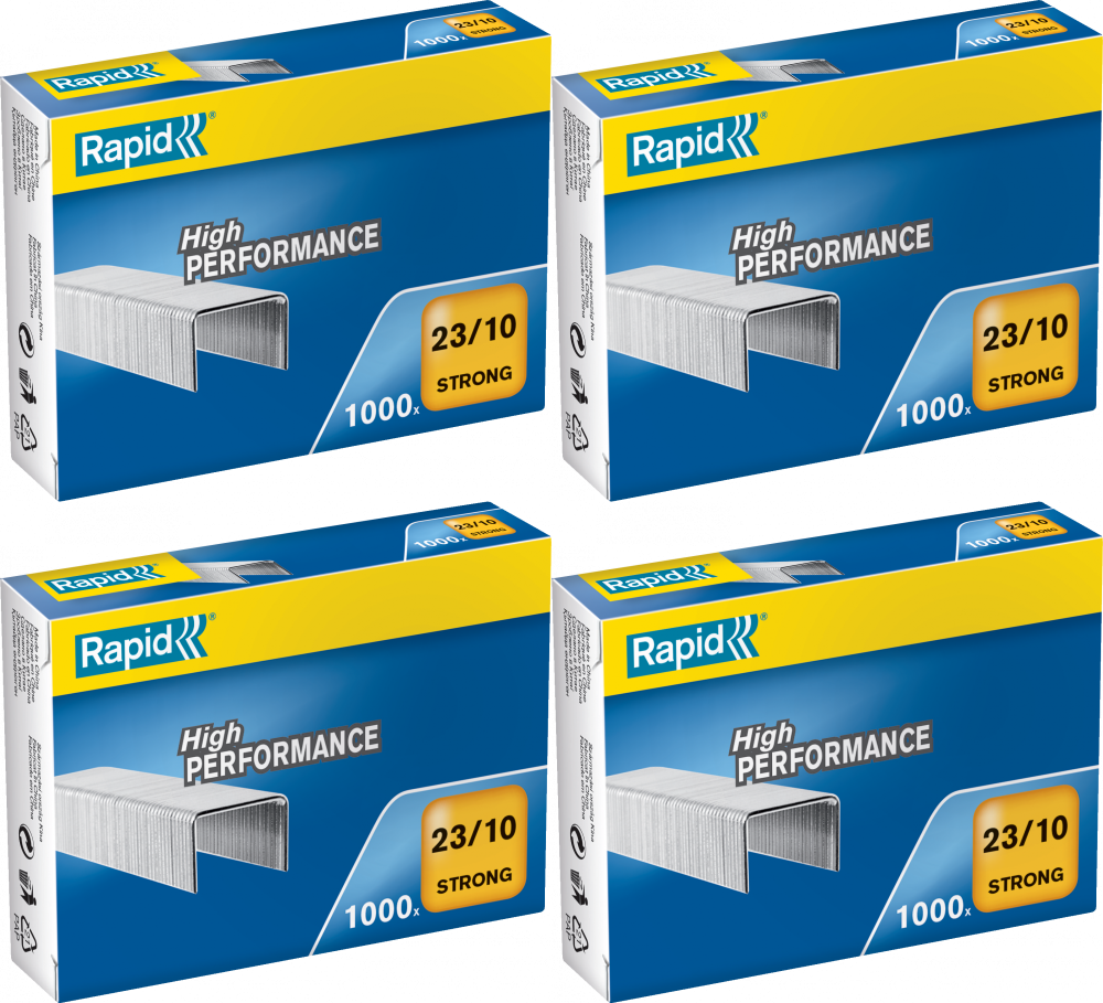 4x Zszywki Rapid Strong, 23/10 1M, 1000 sztuk, srebrny