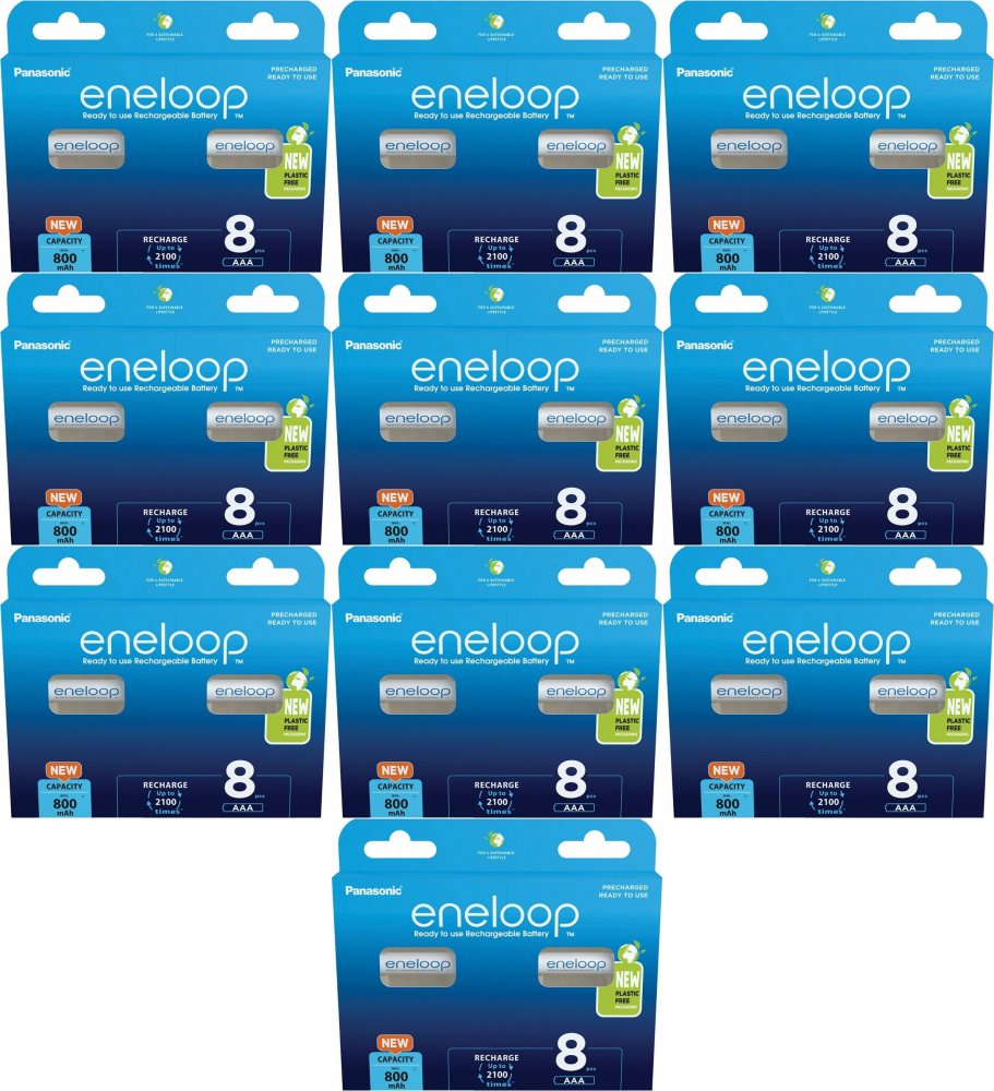 10x Akumulator Panasonic Eneloop, AAA, 800mAh, 8 sztuk