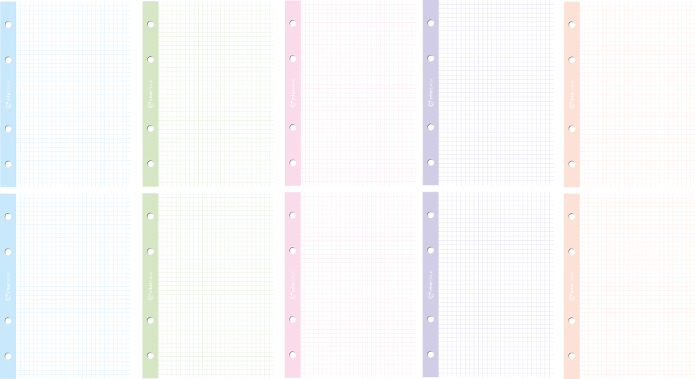 10x Wkład do segregatora w kolorową kratkę Interdruk, A4, 50 kartek, kolorowy margines