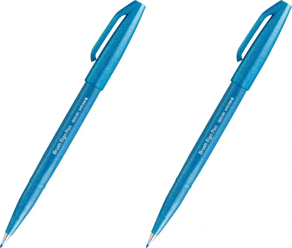 2x Pisak pędzelkowy do kaligrafii Pentel Brush Sign Pen SES15C, 2.07mm, błękitny