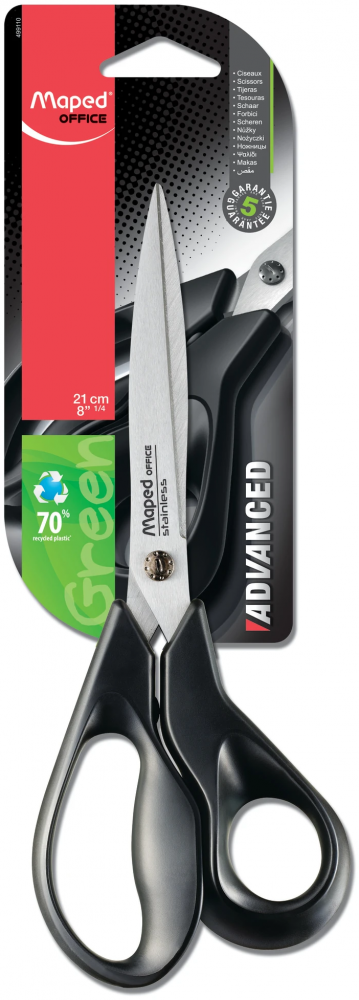 Nożyczki biurowe Maped Advanced Green, 21cm, czarny