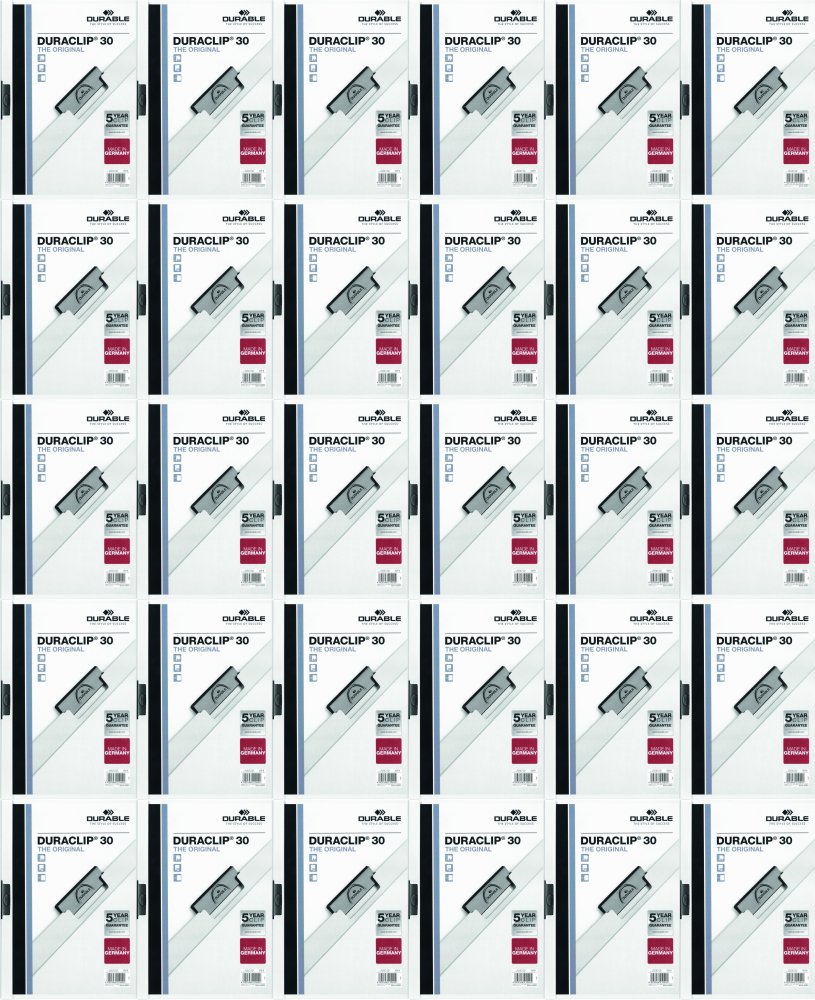 100x Skoroszyt plastikowy z klipsem Durable Duraclip, A4, do 30 kartek biały