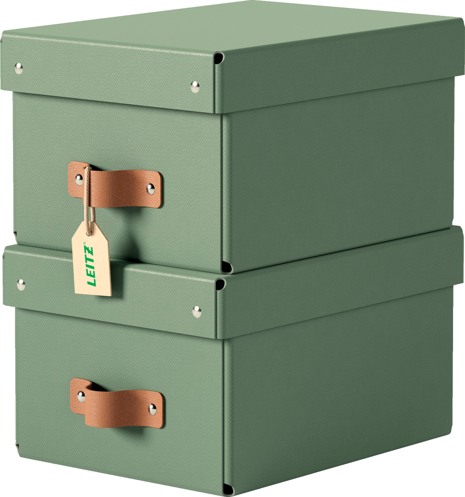 Pudełko do przechowywania Leitz Puro, małe, 7l, z tektury z recyklingu, 2 sztuki, zielony