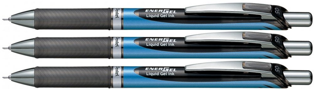 3x pióro kulkowe automatyczne Pentel BLN-75, 0.5mm, czarny
