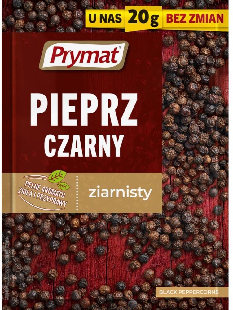 Pieprz czarny ziarnisty Prymat, 20g