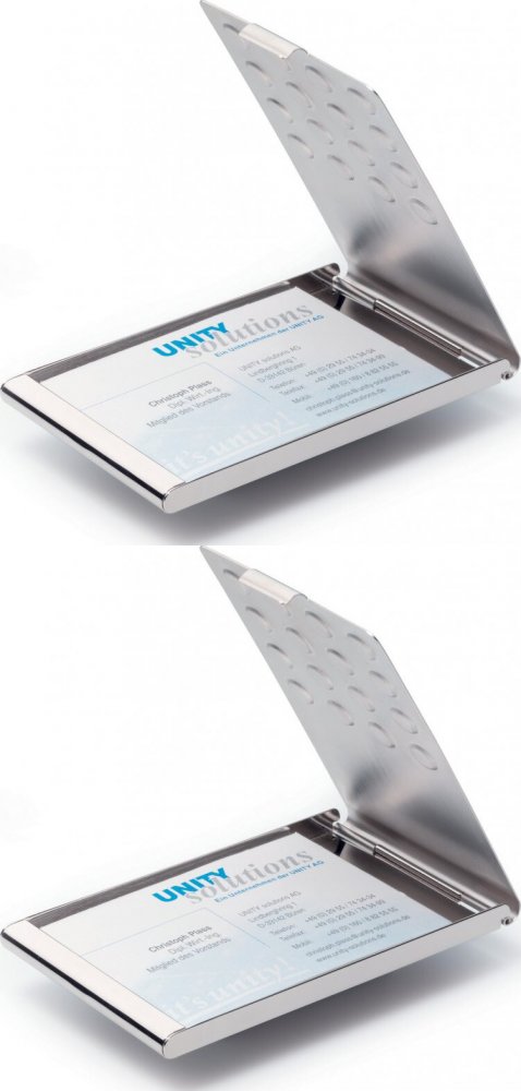 2x Wizytownik kieszonkowy Durable Business Card Box, na 15 wizytówek, srebrny