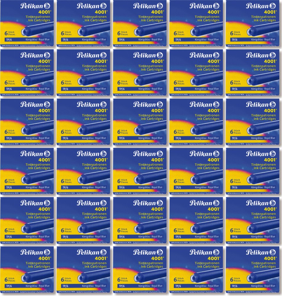 100x Naboje do pióra wiecznego Pelikan, krótkie, 6 sztuk, niebieski