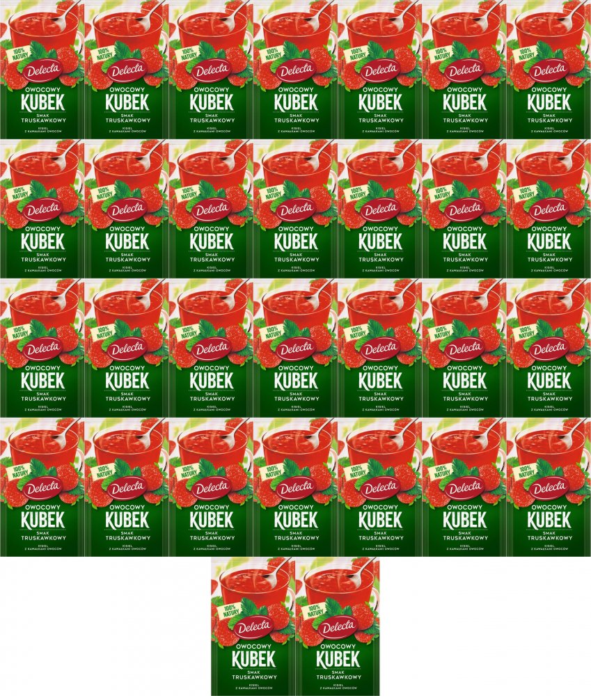 30x Kisiel Delecta Owocowy Kubek z kawałkami owoców, truskawkowy, 30g